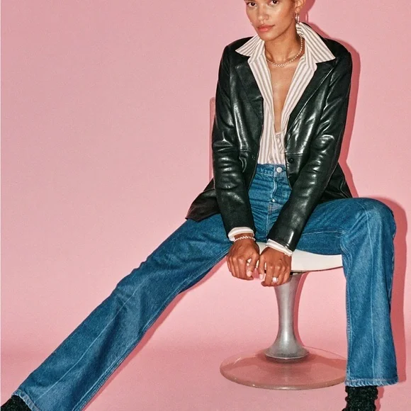 Reformation x Veda Bowery Leather Blazer in Black Size Medium M - Picture 3 of 10